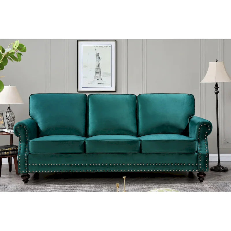 Suffield Velvet Nailhead 2-Piece Set-Loveseat & Sofa