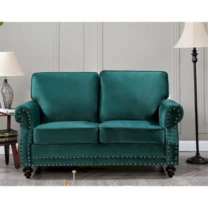 Suffield Velvet Nailhead 2-Piece Set-Loveseat & Sofa