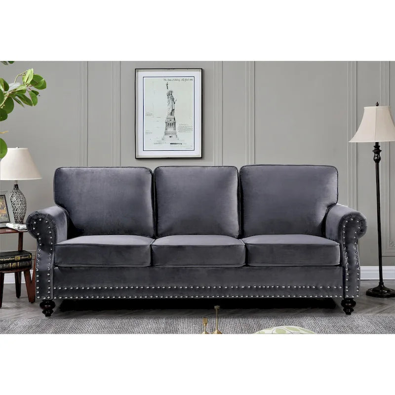 Suffield Velvet Nailhead 2-Piece Set-Loveseat & Sofa