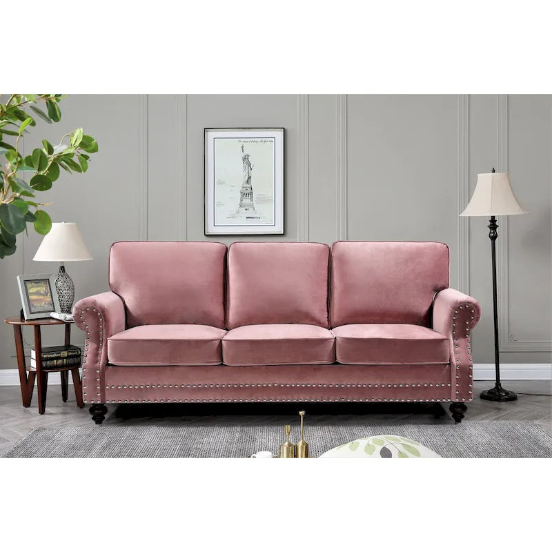 Suffield Velvet Nailhead 2-Piece Set-Loveseat & Sofa