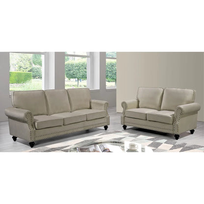 Suffield Velvet Nailhead 2-Piece Set-Loveseat & Sofa
