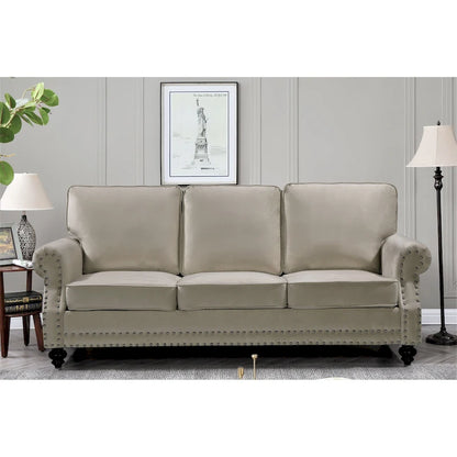Suffield Velvet Nailhead 2-Piece Set-Loveseat & Sofa