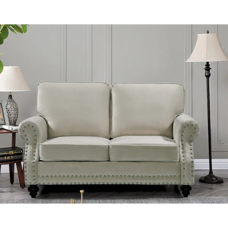 Suffield Velvet Nailhead 2-Piece Set-Loveseat & Sofa