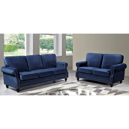 Suffield Velvet Nailhead 2-Piece Set-Loveseat & Sofa