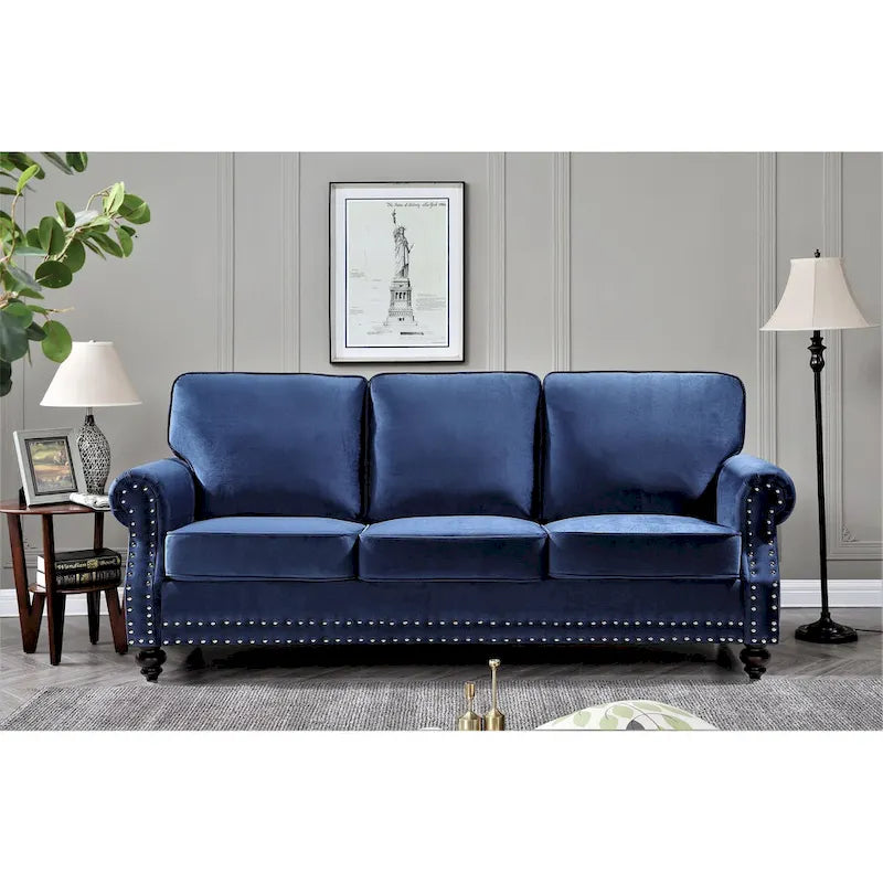 Suffield Velvet Nailhead 2-Piece Set-Loveseat & Sofa