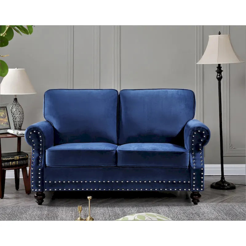 Suffield Velvet Nailhead 2-Piece Set-Loveseat & Sofa