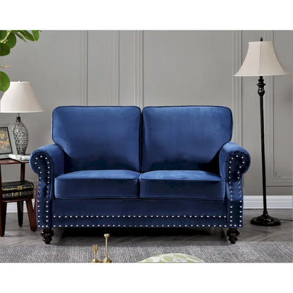 Suffield Velvet Nailhead 2-Piece Set-Loveseat & Sofa