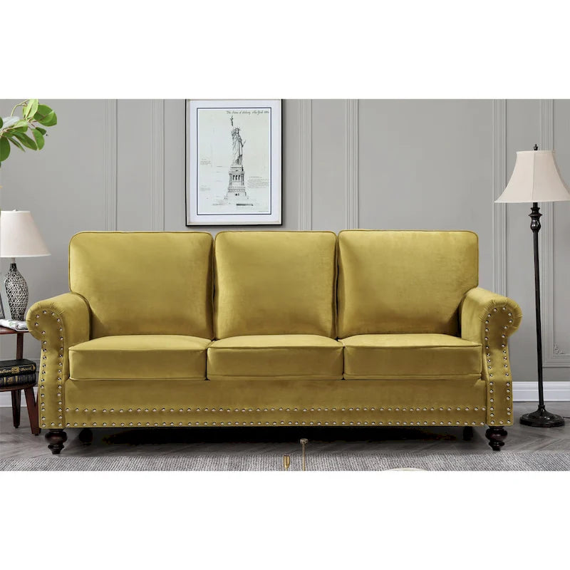 Suffield Velvet Nailhead 2-Piece Set-Loveseat & Sofa
