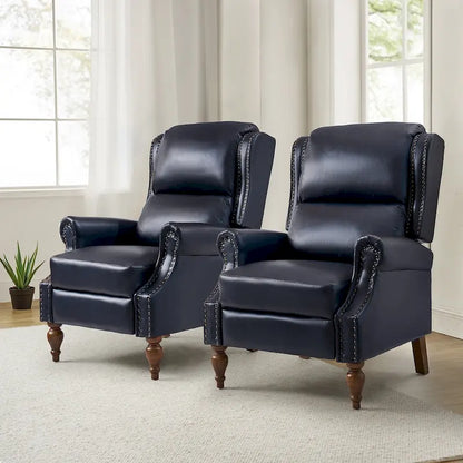 Terri Traditional Vegan Leather Manual Push Back Recliner Set of 2 by HULALA HOME