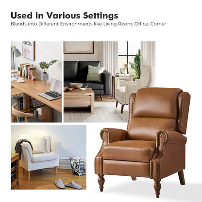 Terri Traditional Vegan Leather Manual Push Back Recliner Set of 2 by HULALA HOME