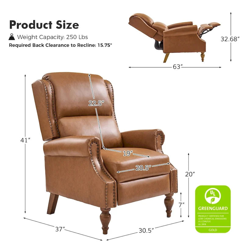 Terri Traditional Vegan Leather Manual Push Back Recliner Set of 2 by HULALA HOME
