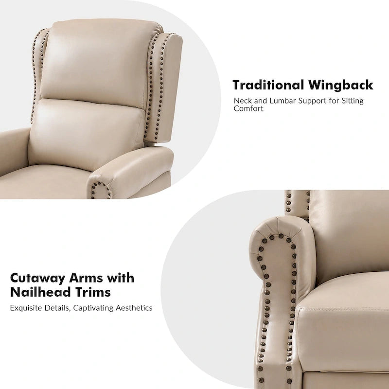 Terri Traditional Vegan Leather Manual Push Back Recliner Set of 2 by HULALA HOME