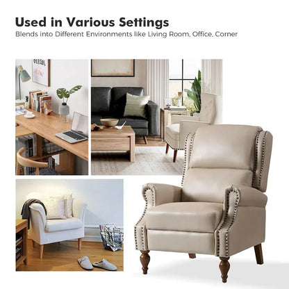 Terri Traditional Vegan Leather Manual Push Back Recliner Set of 2 by HULALA HOME
