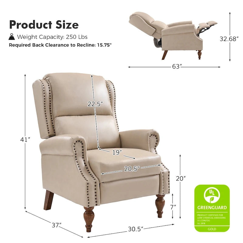 Terri Traditional Vegan Leather Manual Push Back Recliner Set of 2 by HULALA HOME