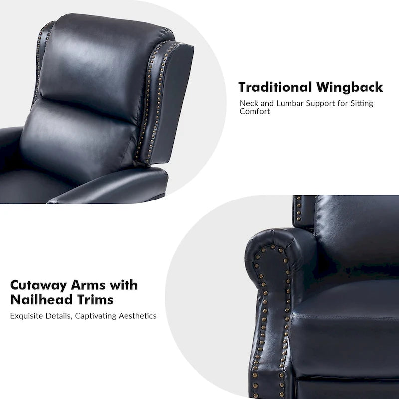 Terri Traditional Vegan Leather Manual Push Back Recliner Set of 2 by HULALA HOME