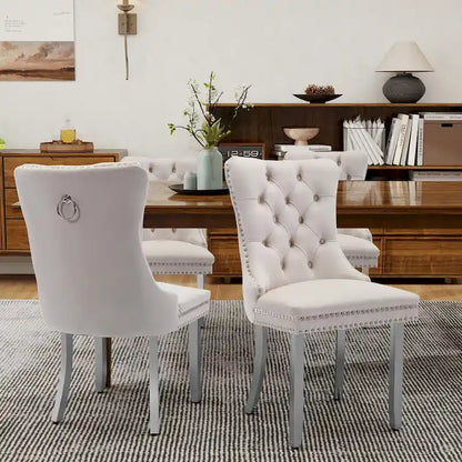 Velvet Dining Chairs Set of 2, Tufted Dining Room Chairs with Button Back, Nailhead Trim, Upholstered Kitchen Side Chairs