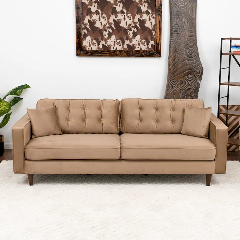 Orion Mid Century Modern Furniture Style Velvet Living Room Couch