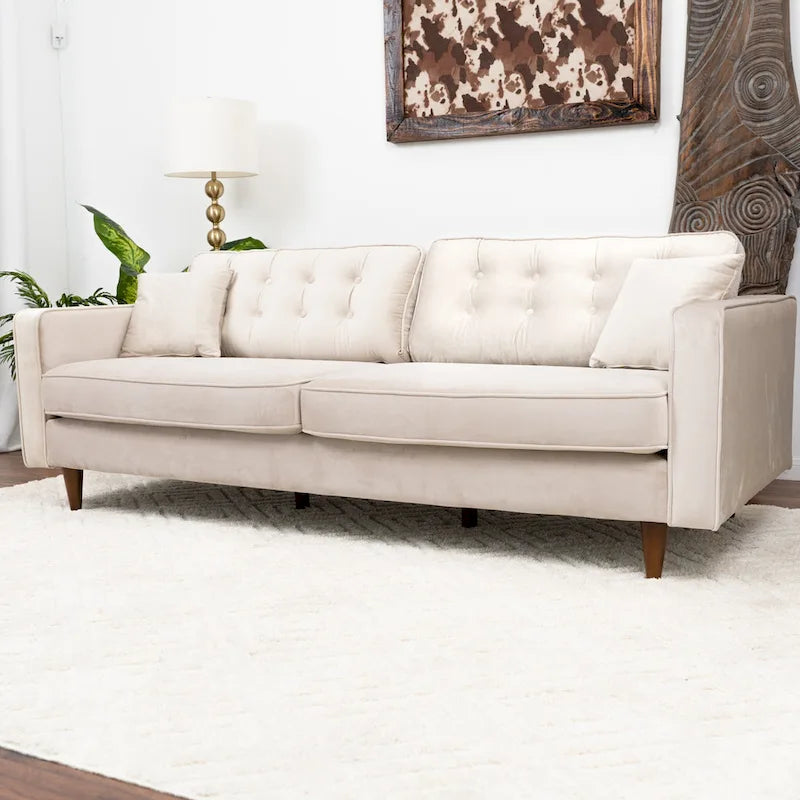 Orion Mid Century Modern Furniture Style Velvet Living Room Couch