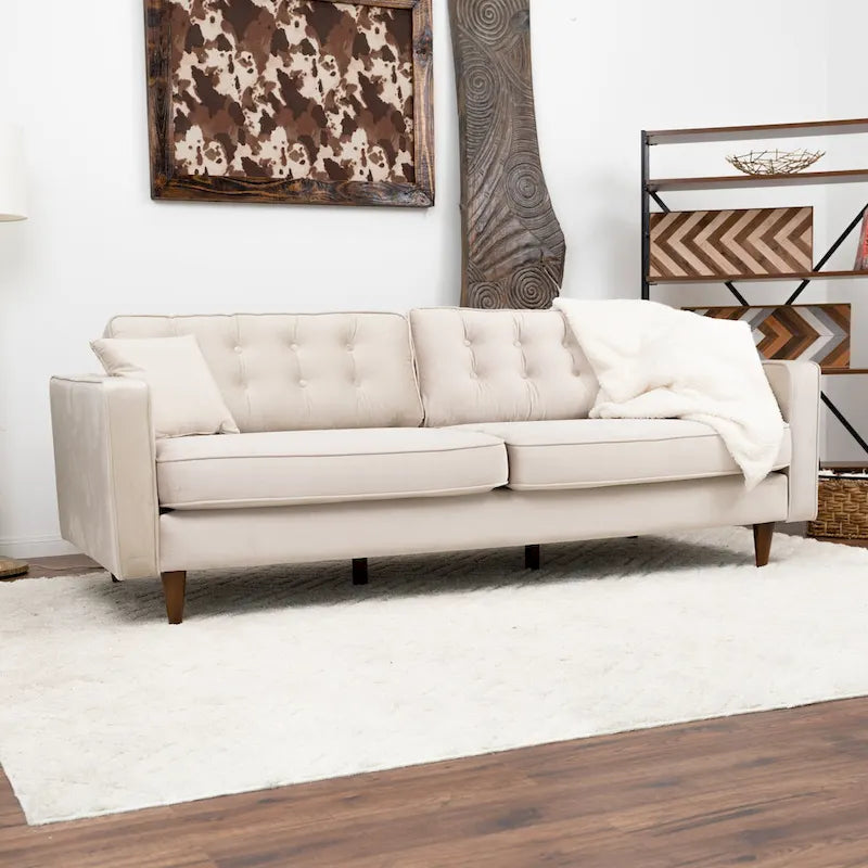 Orion Mid Century Modern Furniture Style Velvet Living Room Couch