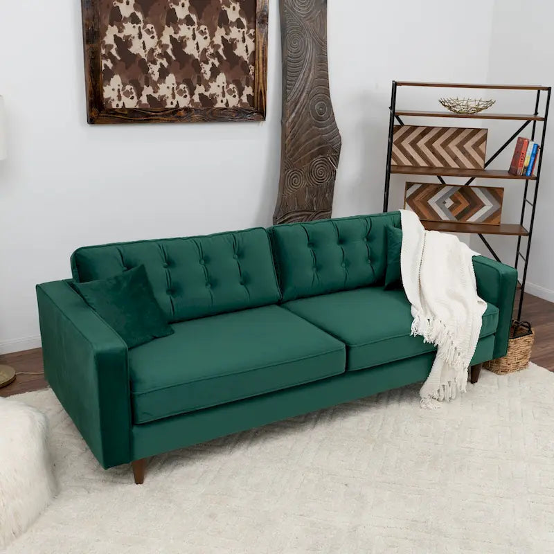 Orion Mid Century Modern Furniture Style Velvet Living Room Couch