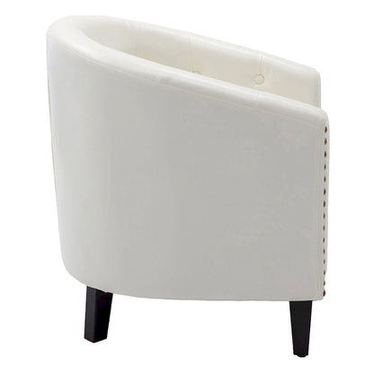 Contemporary PU Leather Club Chair with Recessed Arms and Nailhead Trim