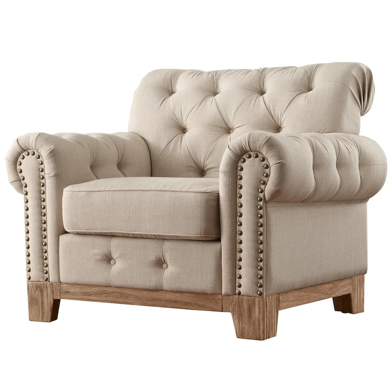 Greenwich Tufted Scroll Arm Nailhead Chesterfield Chair by iNSPIRE Q Artisan