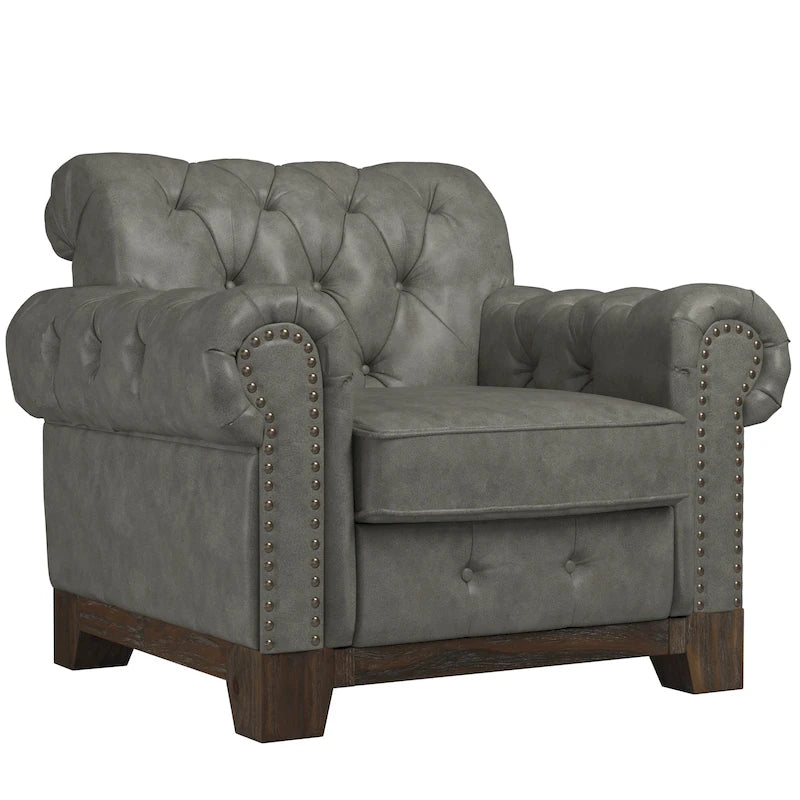 Greenwich Tufted Scroll Arm Nailhead Chesterfield Chair by iNSPIRE Q Artisan