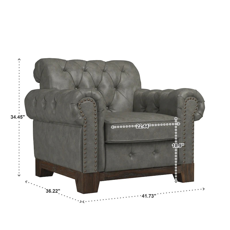 Greenwich Tufted Scroll Arm Nailhead Chesterfield Chair by iNSPIRE Q Artisan