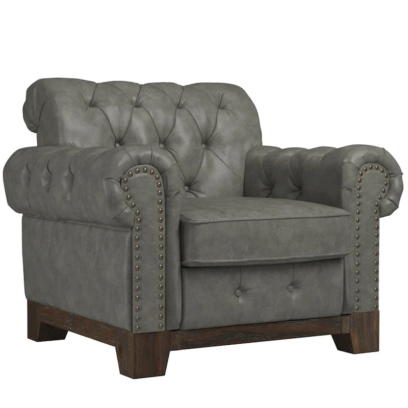 Greenwich Tufted Scroll Arm Nailhead Chesterfield Chair by iNSPIRE Q Artisan