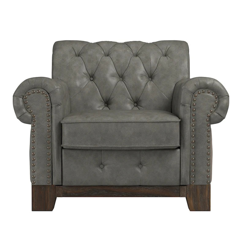Greenwich Tufted Scroll Arm Nailhead Chesterfield Chair by iNSPIRE Q Artisan