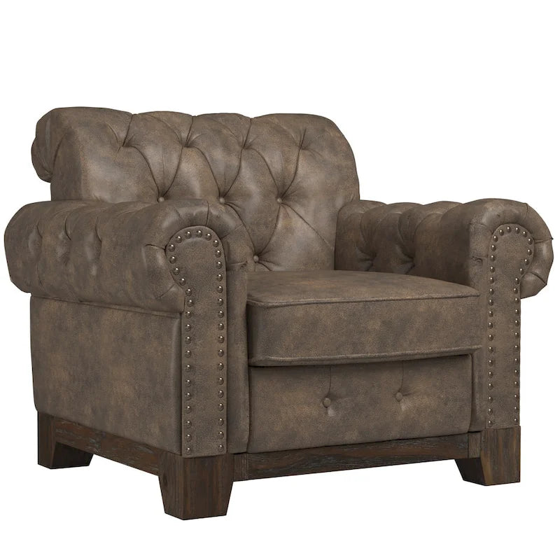 Greenwich Tufted Scroll Arm Nailhead Chesterfield Chair by iNSPIRE Q Artisan
