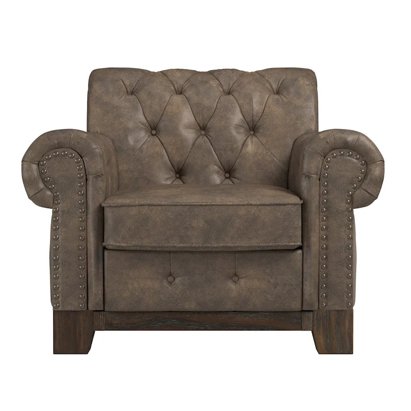 Greenwich Tufted Scroll Arm Nailhead Chesterfield Chair by iNSPIRE Q Artisan