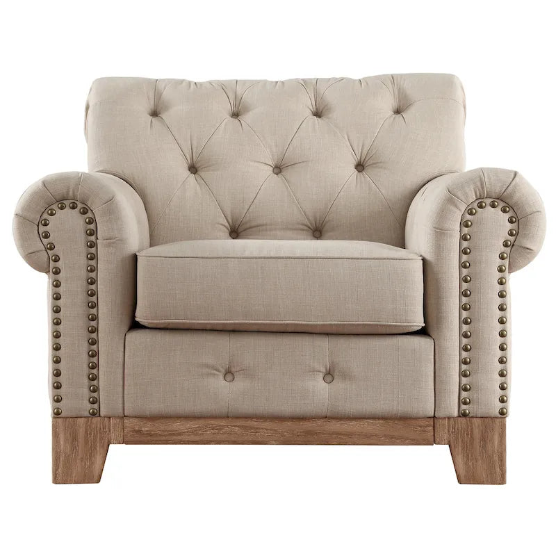 Greenwich Tufted Scroll Arm Nailhead Chesterfield Chair by iNSPIRE Q Artisan