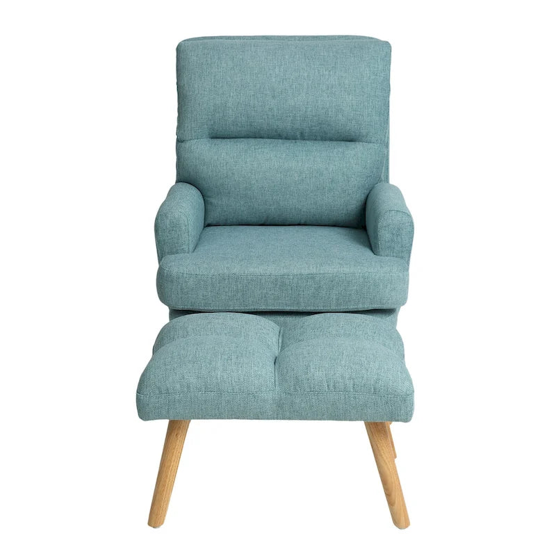 Fabric Armchair Accent Chair with Ottoman Set
