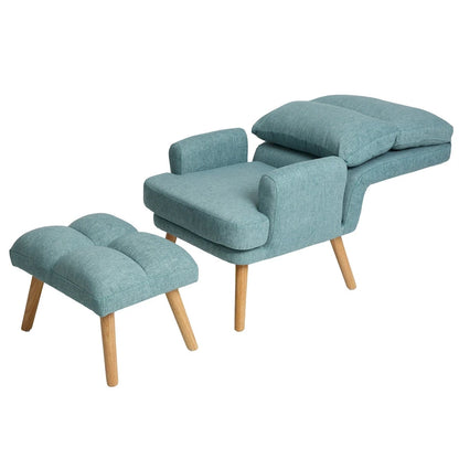 Fabric Armchair Accent Chair with Ottoman Set
