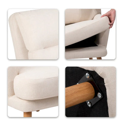 Fabric Armchair Accent Chair with Ottoman Set