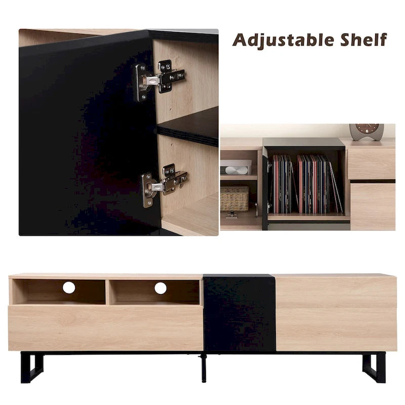 Modern TV Stand for 80 TV with Double Storage Space