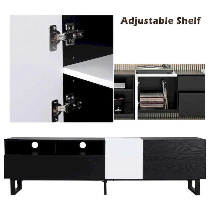 Modern TV Stand for 80 TV with Double Storage Space