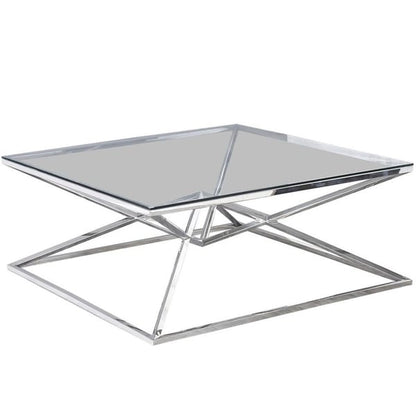 Best Master Furniture Angled Stainless Steel Square Coffee Table