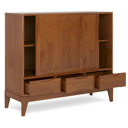 WYNDENHALL Pearson SOLID HARDWOOD 48 inch Wide Mid Century Modern Medium Storage Cabinet - 48w x 17d x 42 h