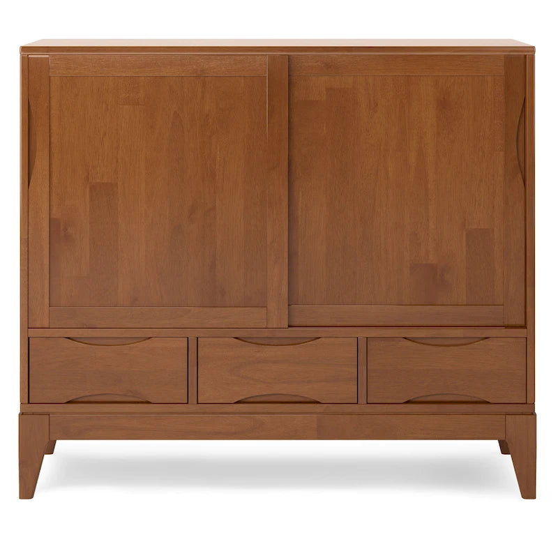 WYNDENHALL Pearson SOLID HARDWOOD 48 inch Wide Mid Century Modern Medium Storage Cabinet - 48w x 17d x 42 h