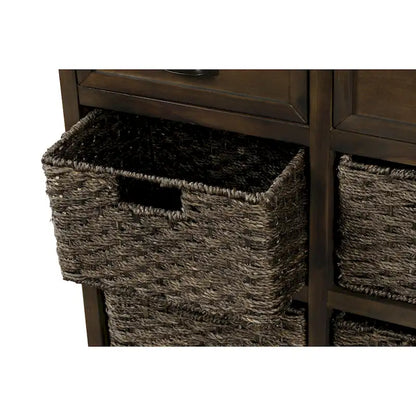 Nestfair Storage Cabinet with 2 Drawers and 4 Classic Rattan Basket