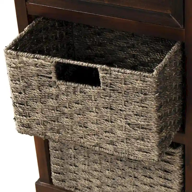 Nestfair Storage Cabinet with 2 Drawers and 4 Classic Rattan Basket