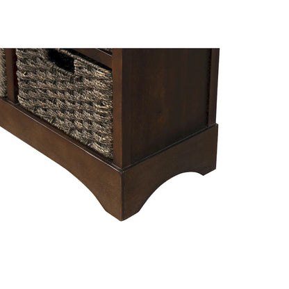 Nestfair Storage Cabinet with 2 Drawers and 4 Classic Rattan Basket