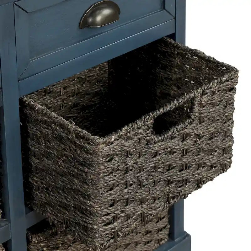 Nestfair Storage Cabinet with 2 Drawers and 4 Classic Rattan Basket
