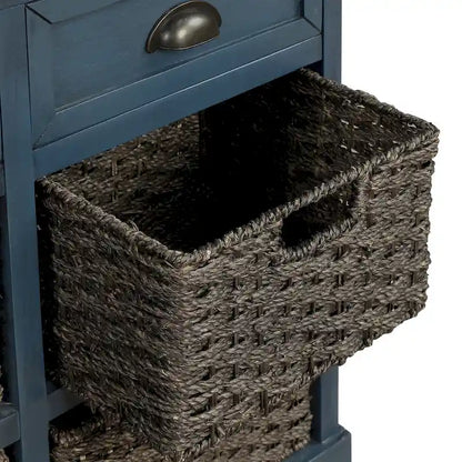 Nestfair Storage Cabinet with 2 Drawers and 4 Classic Rattan Basket