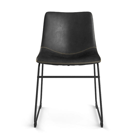 Petra Vegan Leather Side Chairs with Black Legs (Set of 2)