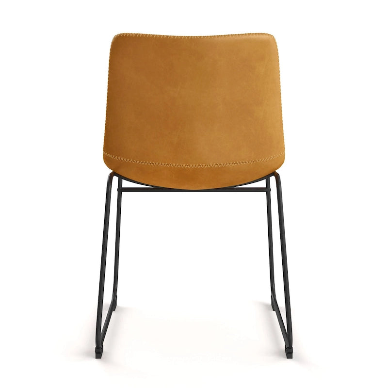 Petra Vegan Leather Side Chairs with Black Legs (Set of 2)