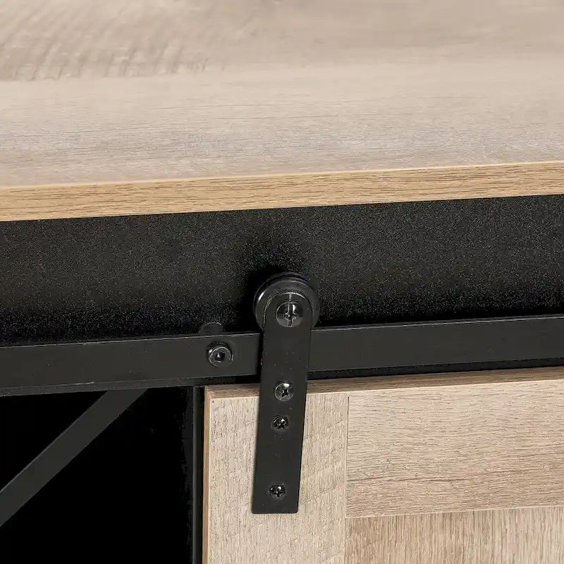 Black and Oak Engineered Wood Storage Wine Cabinet - 32.5 H x 31.5 W x 15.75 D