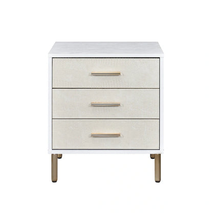 Myles Nightstand, White, Champagne & Gold Finish